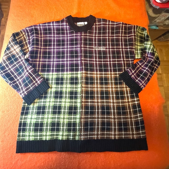 The Ragged Priest Anarchy checkered plaid oversized jacquard sweater NWOT - Picture 3 of 11